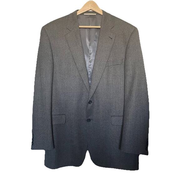 Burberry Herringbone Wool Sport Coat Blazer Jacket Size 46 Long Gray‎